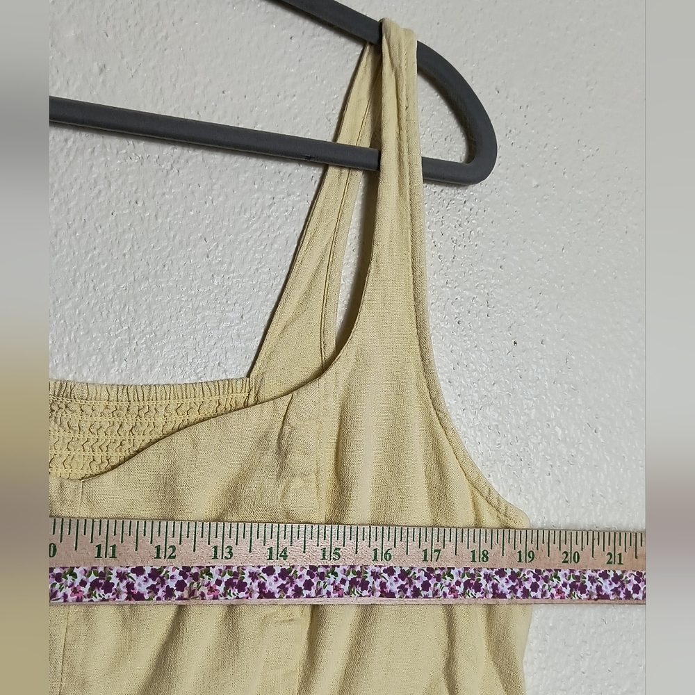 Old Navy XL Tall Light Yellow Fit & Flare Midi Dress Linen Blend V-Neck - Picture 10 of 13